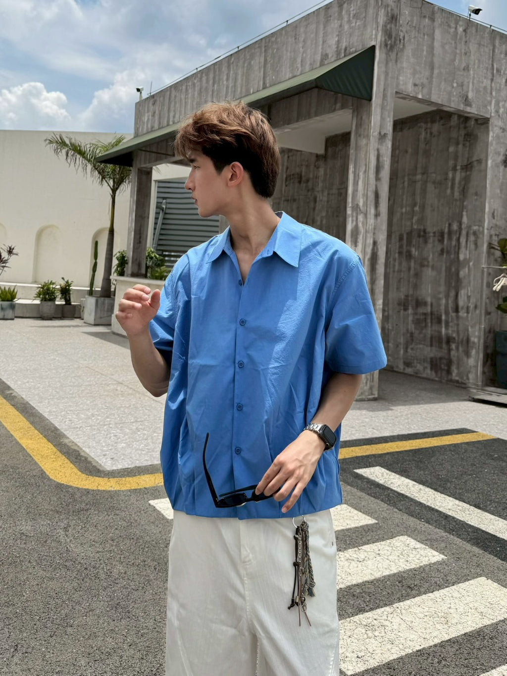 下直打褶短袖襯衫
