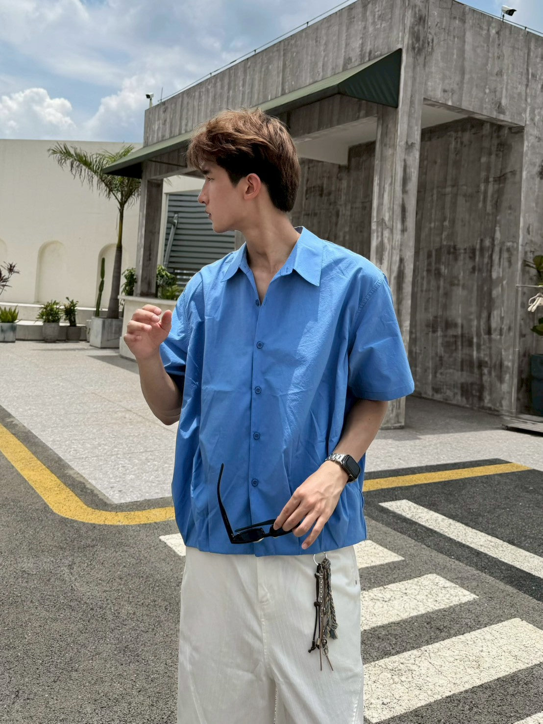 下直打褶短袖襯衫