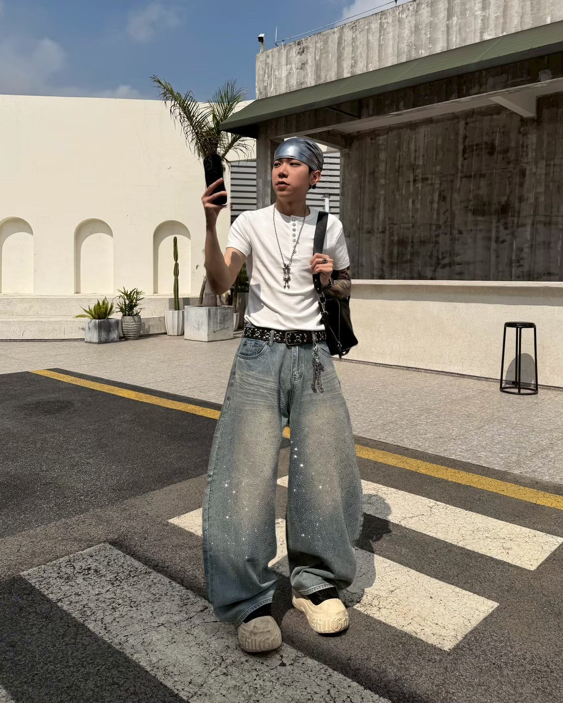 合身金屬排扣緊身緊繃短袖上衣