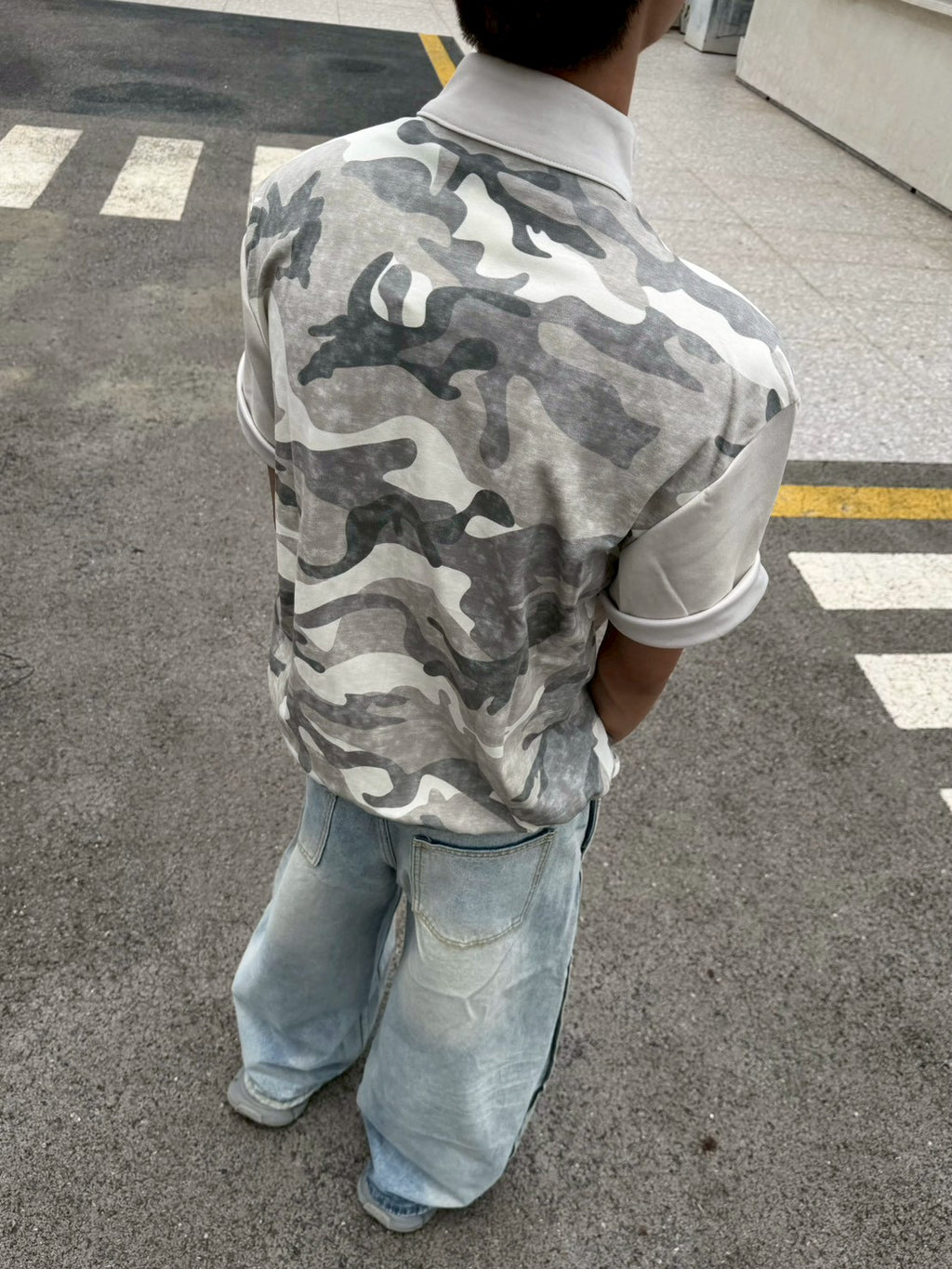 迷彩拉鍊透氣短T