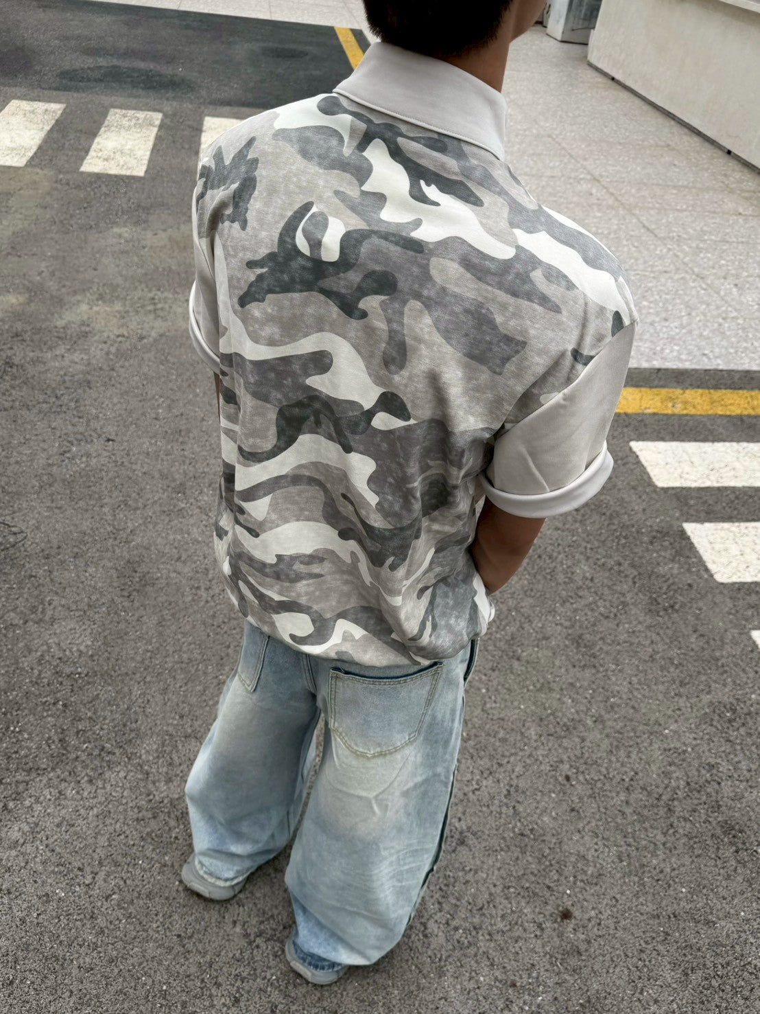 迷彩拉鍊透氣短T