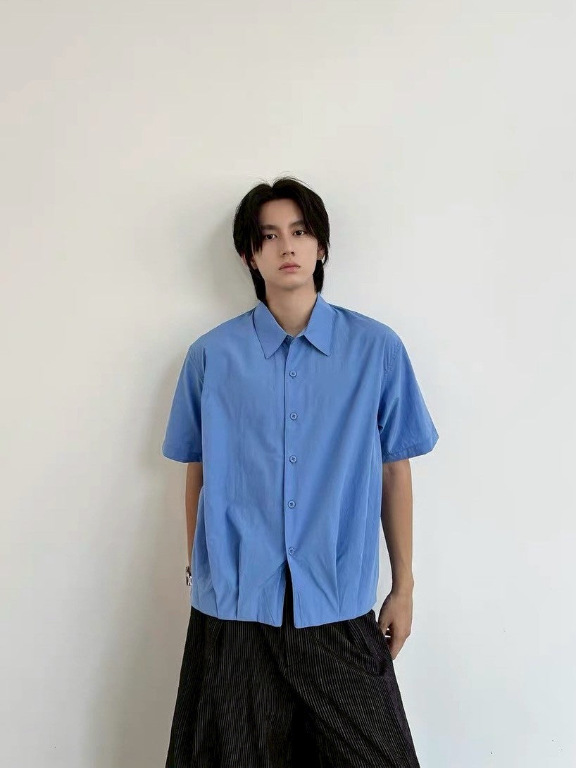 下直打褶短袖襯衫