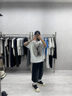 鑽閃渲染刷白七分彎刀棉短褲
