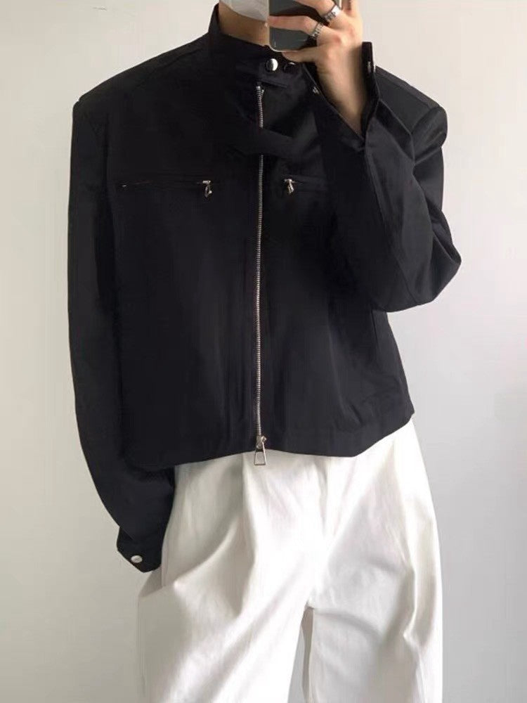 BOXY V釦西裝面料短版外套