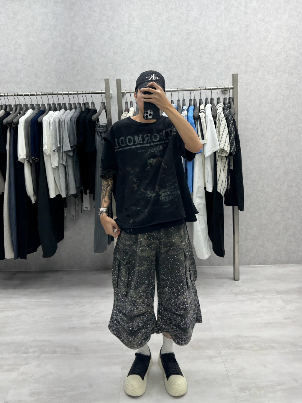 滿鑽迷彩傘兵七分褲