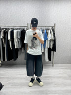 鑽閃渲染刷白七分彎刀棉短褲