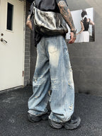 完美廓形水洗破壞牛仔褲