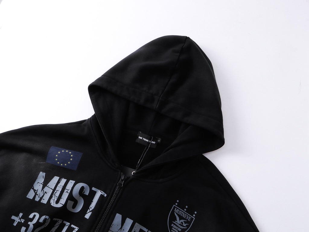 MUSTNEVE 斑駁渲染水洗連帽外套