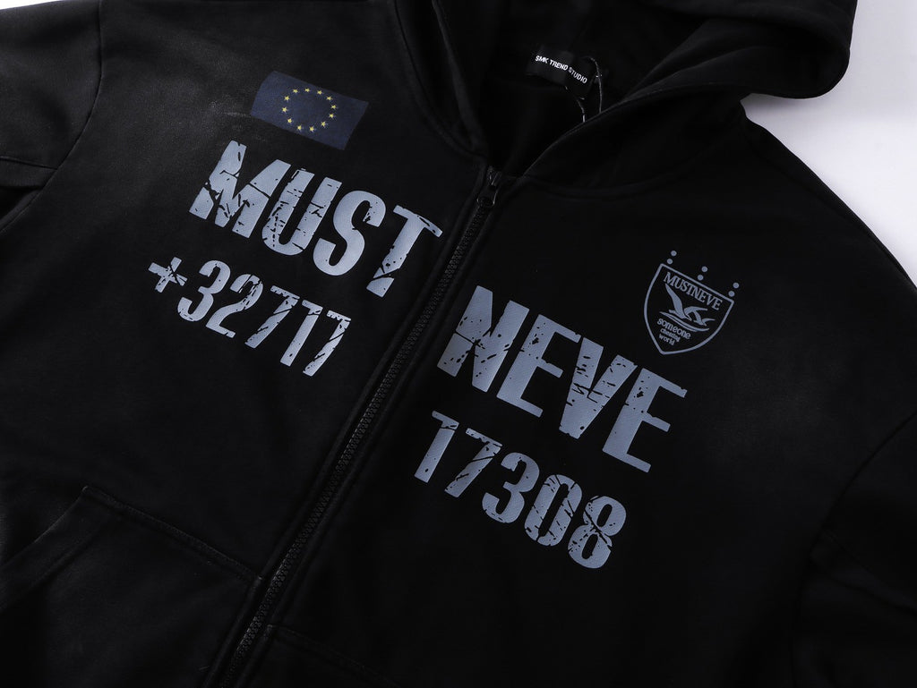 MUSTNEVE 斑駁渲染水洗連帽外套