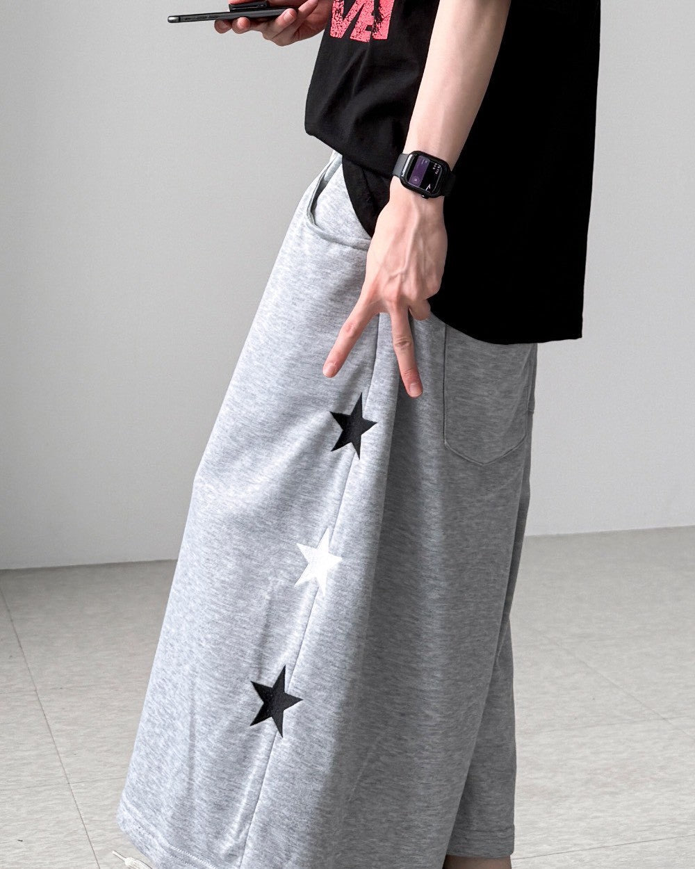 百慕達刺繡星星七分褲短褲