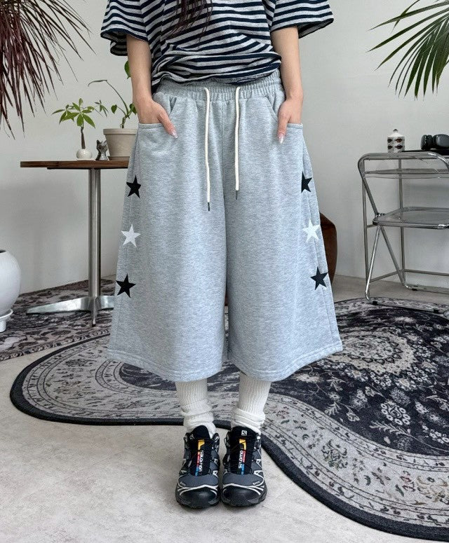 百慕達刺繡星星七分褲短褲