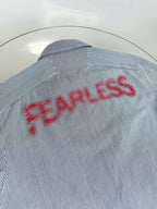 FEARLESS 直條紋墊肩蓋章襯衫