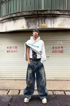 塗鴉擦髒彎刀牛仔褲