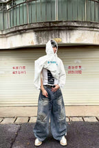 塗鴉擦髒彎刀牛仔褲
