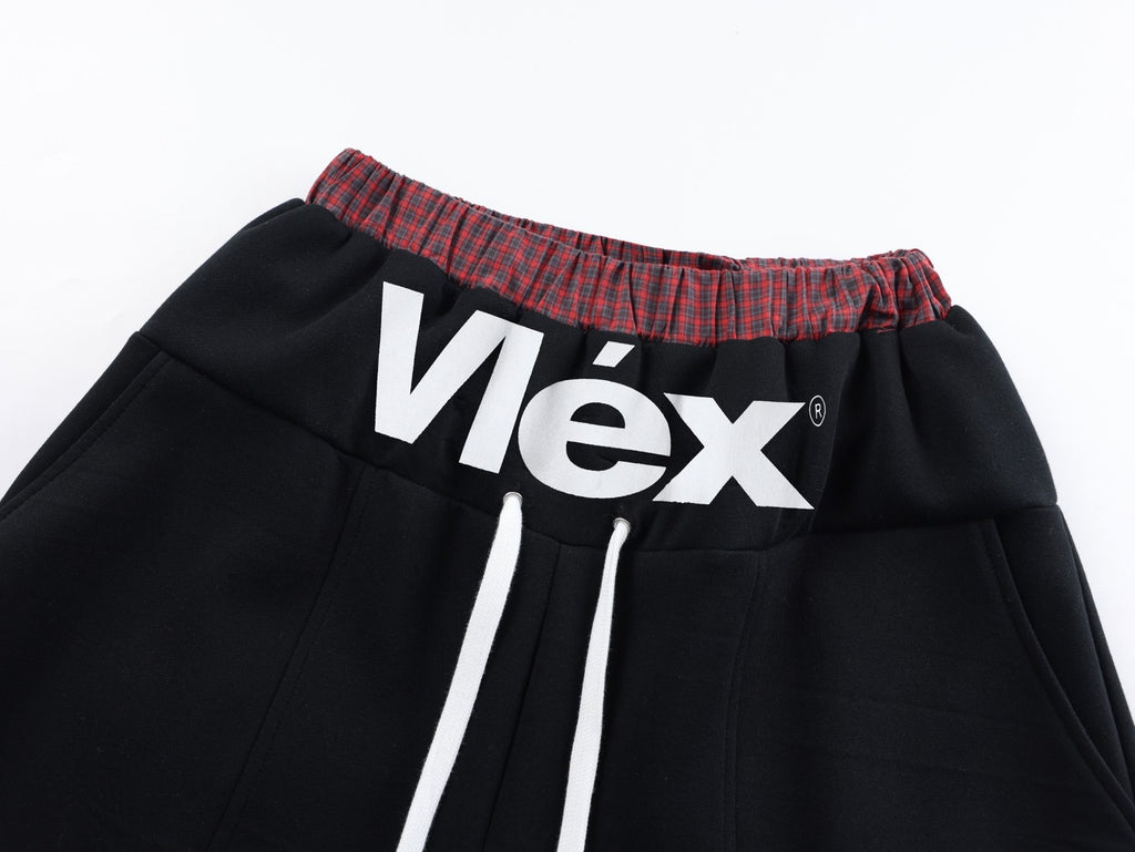 VLEX格紋雙腰頭解構棉長褲
