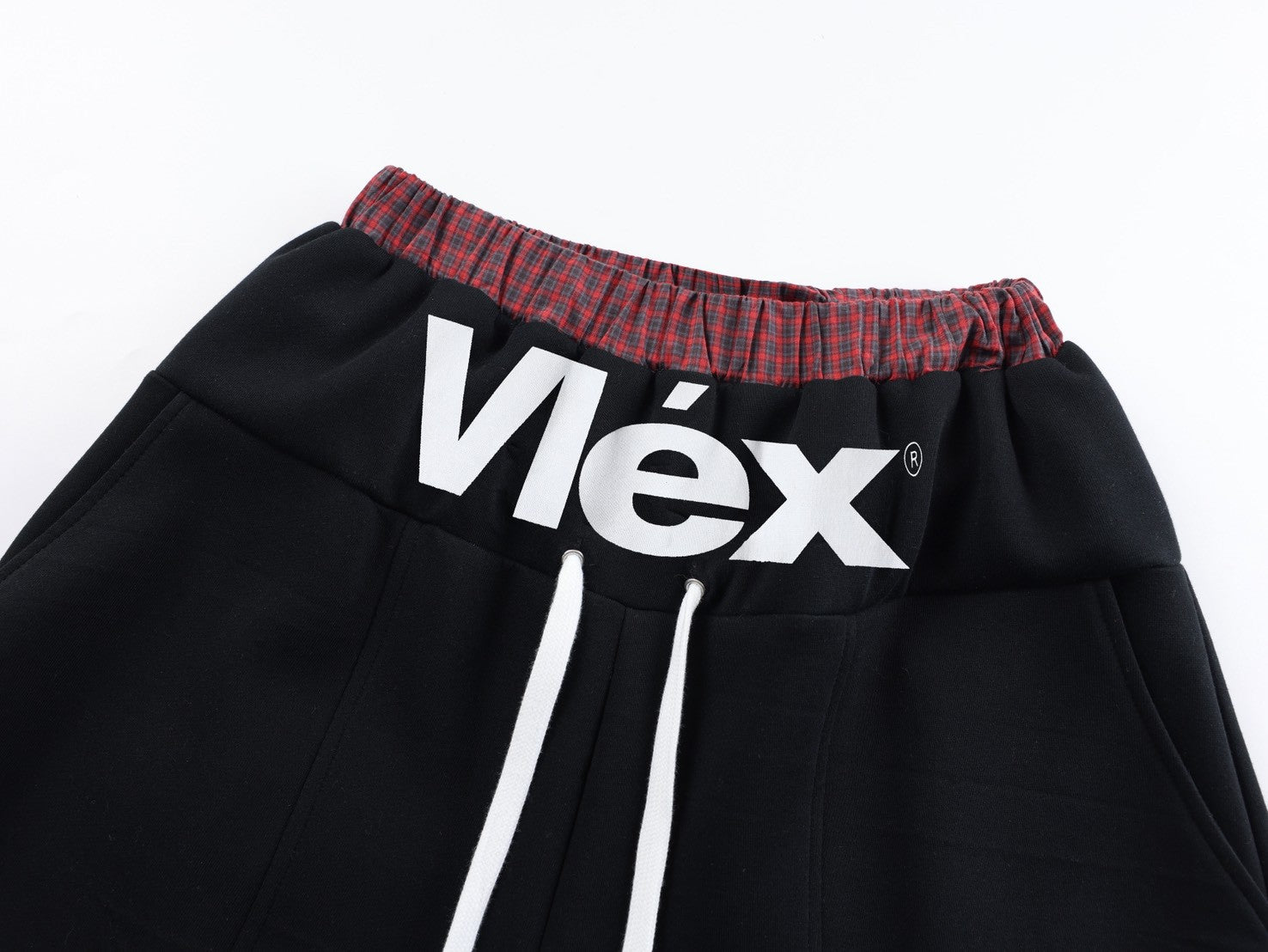 VLEX格紋雙腰頭解構棉長褲