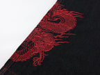 龍圖騰刺繡排釦闊腿牛仔褲
