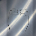 老錢風細銀無框大鏡片抗藍光眼鏡