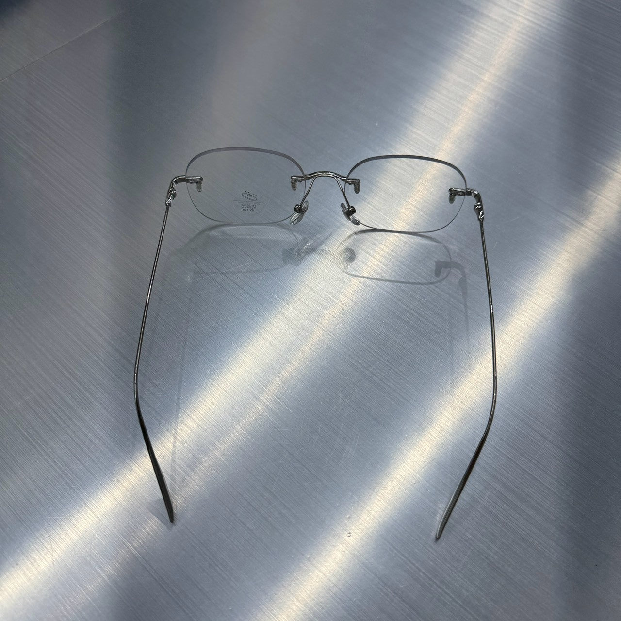 老錢風細銀無框大鏡片抗藍光眼鏡
