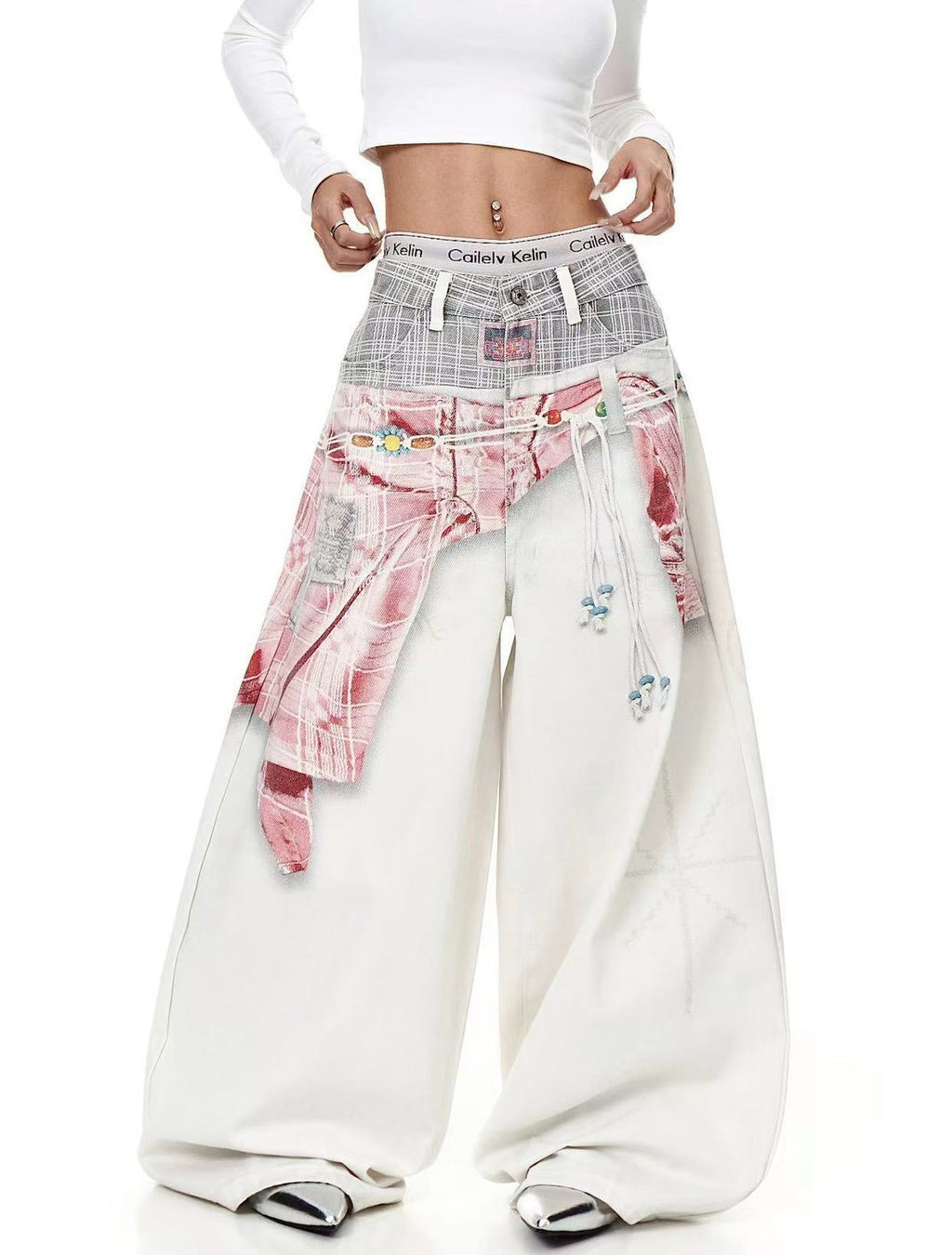 3D數碼印花「飄帶」牛仔褲