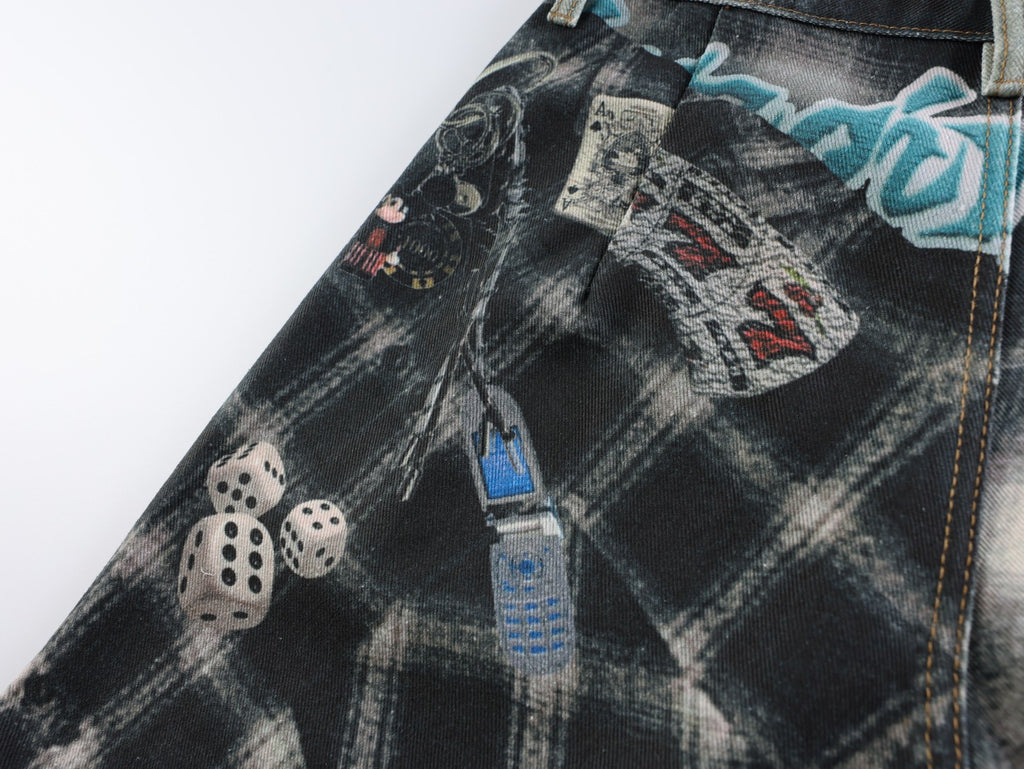 高街3D打印襯衫綁帶闊腿褲
