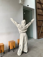 斑駁荊棘解構印花厚磅棉長褲