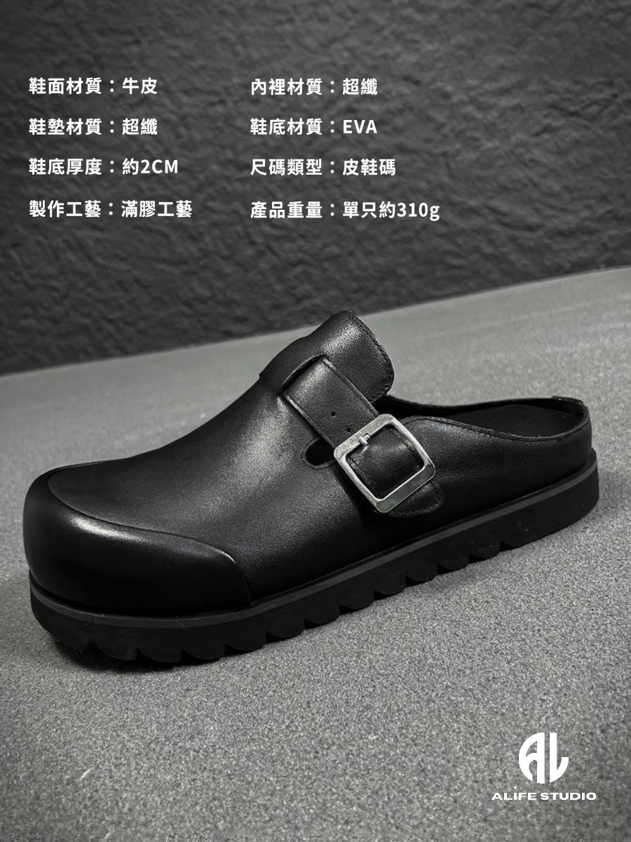 大頭皮革一腳登德比鞋